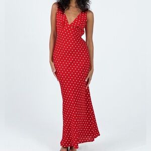 PRINCESS POLLY |Nellie Maxi Dress Red Polka Dot | SIZE 0